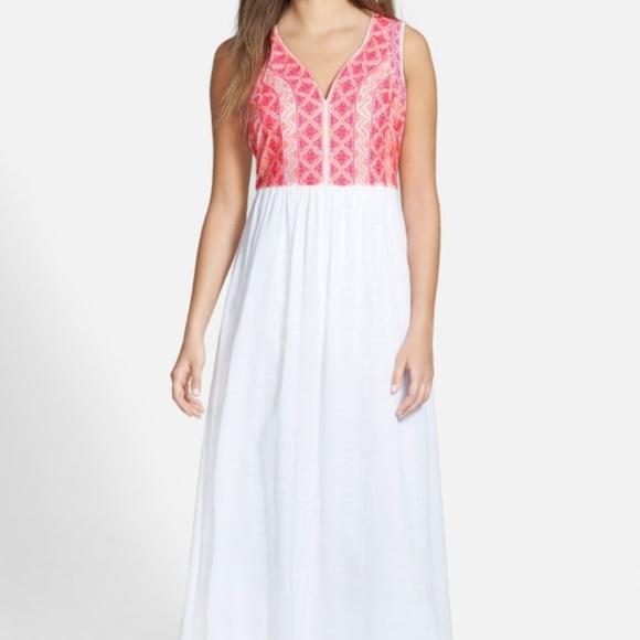 embroidered bodice maxi dress